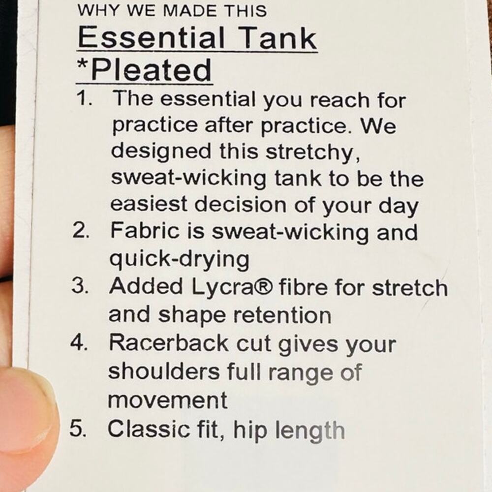 Lululemon Essential Tank  Pleated Size 6 - Picture 4 of 4